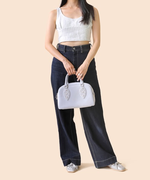 Casselini（キャセリーニ）の「Casselini(キャセリーニ)スタッズハンドバッグ（ハンドバッグ・レディース・ブラック/アイボリー/サックスブルー・FREE）」の13枚目の写真