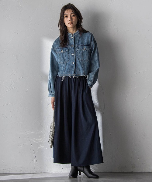 MAYSON GREY(メイソングレイ)の「シャンブレーイージーキュロットパンツ≪手洗い可能≫(その他パンツ・レディース・ホワイト/ネイビー・M)」の5枚目の写真