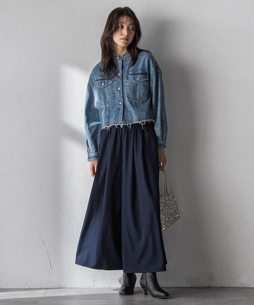 MAYSON GREY(メイソングレイ)の「シャンブレーイージーキュロットパンツ≪手洗い可能≫(その他パンツ・レディース・ホワイト/ネイビー・M)」の7枚目の写真