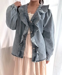 merrylatte | フリルダンガリーシャツ【Muller Rossi】(シャツ/ブラウス)