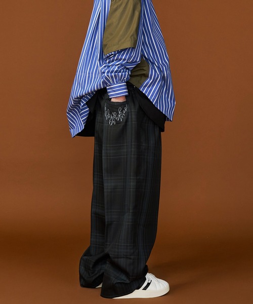 UNISEX】CHECK WIDE SLACKS/チェックワイドスラックス（スラックス