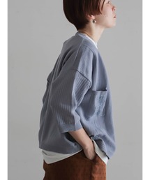 FIL DE FER（フィルデフェール）の「【予約】綿麻刺繍入り　キューバシャツ風カーデ（カーディガン/ボレロ）」