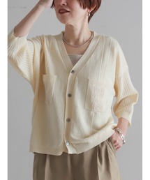 FIL DE FER（フィルデフェール）の「【予約】綿麻刺繍入り　キューバシャツ風カーデ（カーディガン/ボレロ）」