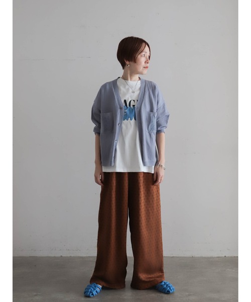 FIL DE FER（フィルデフェール）の「綿麻刺繍入り　キューバシャツ風カーデ（カーディガン/ボレロ・レディース・キナリ/ブルー・FREE）」の19枚目の写真