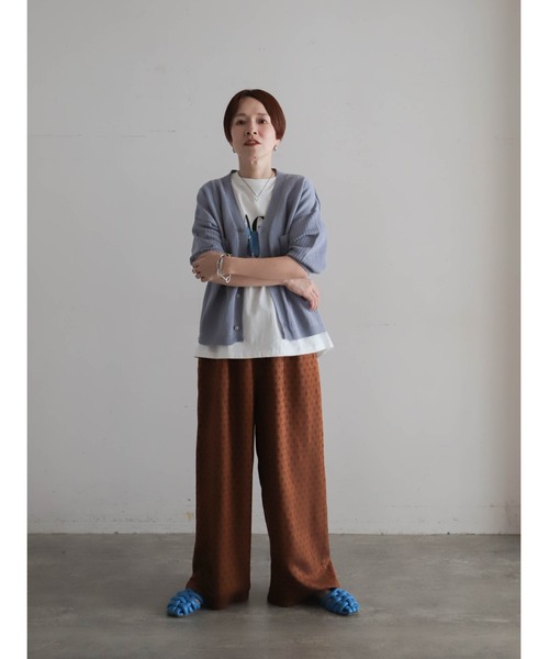 FIL DE FER（フィルデフェール）の「綿麻刺繍入り　キューバシャツ風カーデ（カーディガン/ボレロ・レディース・キナリ/ブルー・FREE）」の10枚目の写真