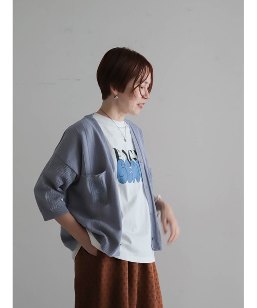FIL DE FER（フィルデフェール）の「綿麻刺繍入り　キューバシャツ風カーデ（カーディガン/ボレロ・レディース・キナリ/ブルー・FREE）」の16枚目の写真