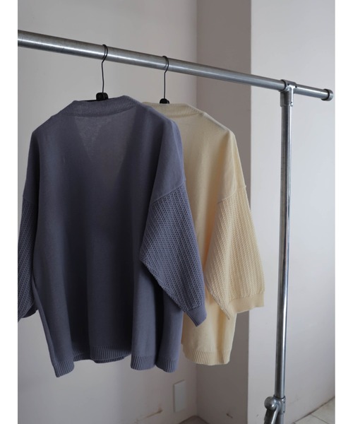 FIL DE FER（フィルデフェール）の「綿麻刺繍入り　キューバシャツ風カーデ（カーディガン/ボレロ・レディース・キナリ/ブルー・FREE）」の5枚目の写真