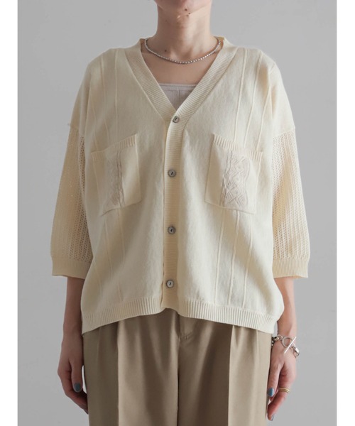 FIL DE FER（フィルデフェール）の「綿麻刺繍入り　キューバシャツ風カーデ（カーディガン/ボレロ・レディース・キナリ/ブルー・FREE）」の11枚目の写真
