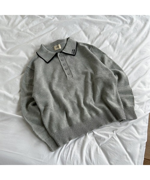 codegraphy（コードグラフィー）の「CGP Square Logo One Point Knit Polo（ニット/セーター・メンズ・グレー/ブラウン/Navy・LARGE/MEDIUM）」の2枚目の写真