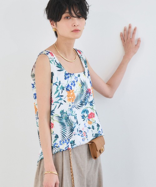 BARNYARDSTORM（バンヤードストーム）の「BARNYARDSTORM / フラワープリントタンク / ハンドウォッシャブル＜セットアップ対応＞（タンクトップ・レディース・ブラウン/ホワイト・FREE）」の3枚目の写真