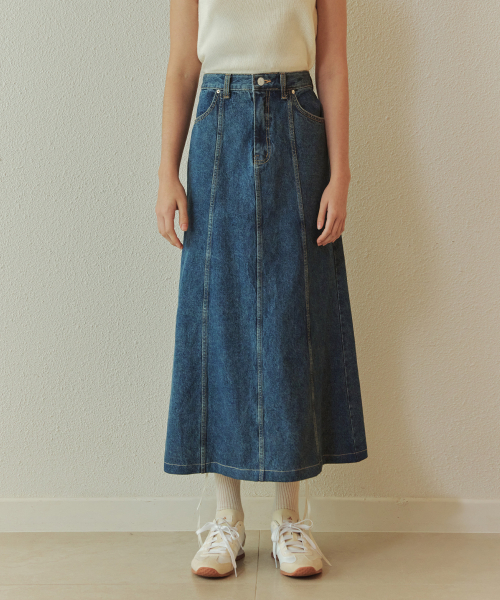 ZEROSTREET（ゼロストリート）の「[2カラー] フレアデニムスカート（スカート・レディース・インディゴブルー/ホワイト・SMALL/MEDIUM）」の5枚目の写真