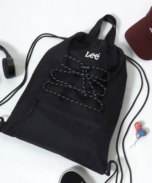 Lee(リー)の「Lee(リー)ワンポイントロゴ ドローコードデザイン ナップサック/ハンドル付き 2WAY(バックパック/リュック・レディース・ブラック/グレー/ベージュ・FREE)」の2枚目の写真