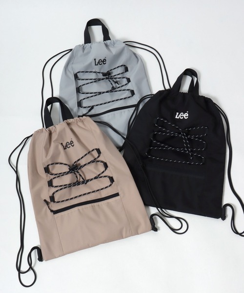 Lee(リー)の「Lee(リー)ワンポイントロゴ ドローコードデザイン ナップサック/ハンドル付き 2WAY(バックパック/リュック・レディース・ブラック/グレー/ベージュ・FREE)」の20枚目の写真
