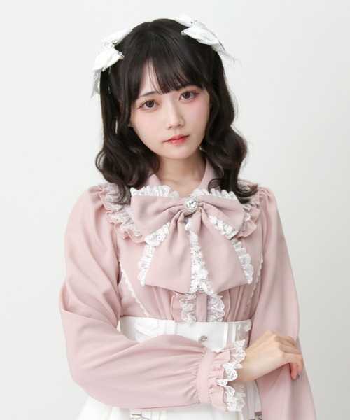 DearMyLove(ディアマイラブ)の「ハートレースフリルたっぷりブラウス(シャツ/ブラウス・レディース・ホワイト/ブラック/ベビーピンク・3L/LARGE/MEDIUM)」の3枚目の写真