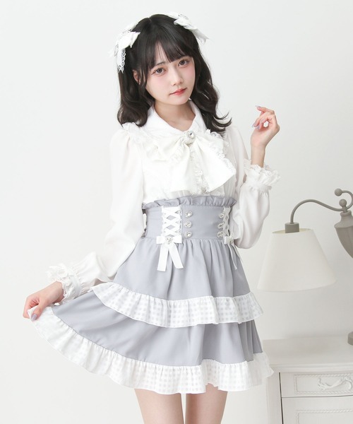 DearMyLove(ディアマイラブ)の「ハートレースフリルたっぷりブラウス(シャツ/ブラウス・レディース・ホワイト/ブラック/ベビーピンク・3L/LARGE/MEDIUM)」の6枚目の写真