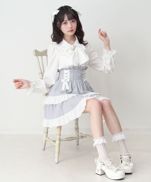 DearMyLove(ディアマイラブ)の「ハートレースフリルたっぷりブラウス(シャツ/ブラウス・レディース・ホワイト/ブラック/ベビーピンク・3L/LARGE/MEDIUM)」の7枚目の写真