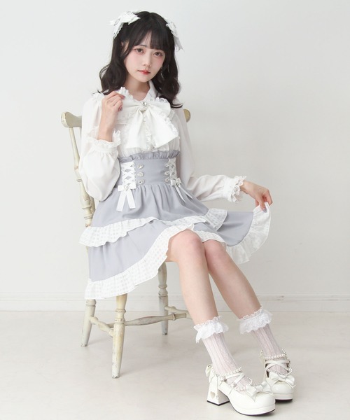 DearMyLove(ディアマイラブ)の「ハートレースフリルたっぷりブラウス(シャツ/ブラウス・レディース・ホワイト/ブラック/ベビーピンク・3L/LARGE/MEDIUM)」の9枚目の写真
