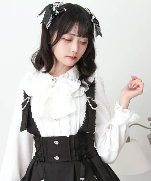 DearMyLove(ディアマイラブ)の「ハートレースフリルたっぷりブラウス(シャツ/ブラウス・レディース・ホワイト/ブラック/ベビーピンク・3L/LARGE/MEDIUM)」の13枚目の写真