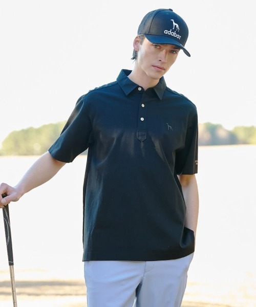 adabat(アダバット)の「【ADABAT NAVY】接触冷感/抗菌防臭/UVカット クールデオドラントジャージ 半袖ポロシャツ(ポロシャツ・メンズ・ライトブルー/ブラック/ピンク系/ホワイト・46/52/50/48)」の2枚目の写真