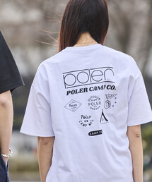 限定展開 POLeR×FREAK'S STORE/ポーラー 別注 ビッグシルエット マルチロゴデザイン バックプリント Tシャツ