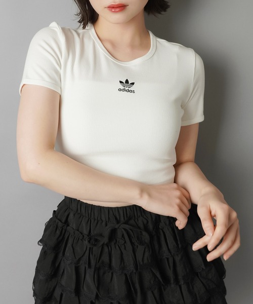 adidas/アディダス】ショート丈リブピタTシャツ（Tシャツ/カットソー