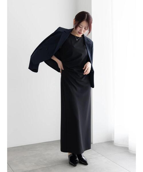 Te chichi(テチチ)の「ドレープ I ラインワンピース【AOYAMA FASHION ASSOCIATION × Té chichi】(ワンピース・レディース・グレー/ブラック・F)」の2枚目の写真