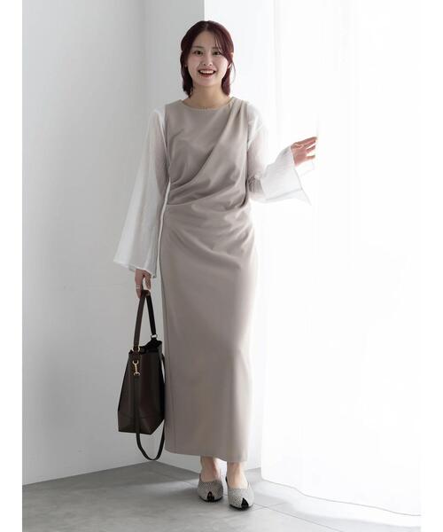 Te chichi(テチチ)の「ドレープ I ラインワンピース【AOYAMA FASHION ASSOCIATION × Té chichi】(ワンピース・レディース・グレー/ブラック・F)」の5枚目の写真