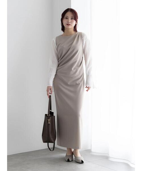 Te chichi(テチチ)の「ドレープ I ラインワンピース【AOYAMA FASHION ASSOCIATION × Té chichi】(ワンピース・レディース・グレー/ブラック・F)」の6枚目の写真