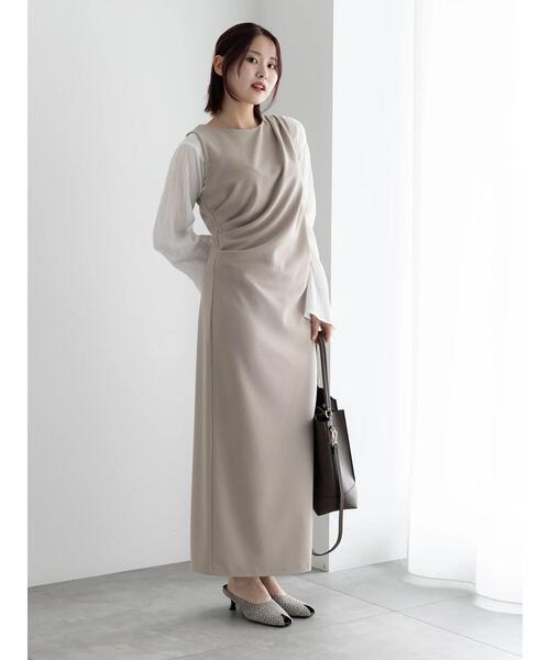 Te chichi(テチチ)の「ドレープ I ラインワンピース【AOYAMA FASHION ASSOCIATION × Té chichi】(ワンピース・レディース・グレー/ブラック・F)」の7枚目の写真