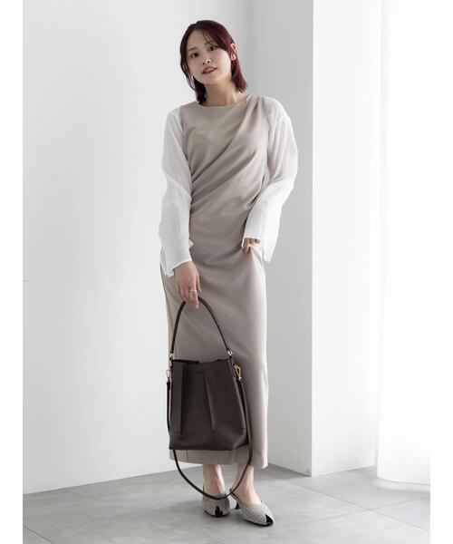 Te chichi(テチチ)の「ドレープ I ラインワンピース【AOYAMA FASHION ASSOCIATION × Té chichi】(ワンピース・レディース・グレー/ブラック・F)」の10枚目の写真