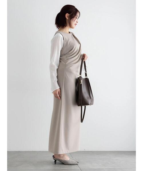 Te chichi(テチチ)の「ドレープ I ラインワンピース【AOYAMA FASHION ASSOCIATION × Té chichi】(ワンピース・レディース・グレー/ブラック・F)」の11枚目の写真