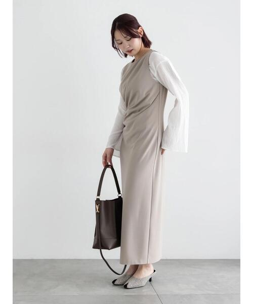 Te chichi(テチチ)の「ドレープ I ラインワンピース【AOYAMA FASHION ASSOCIATION × Té chichi】(ワンピース・レディース・グレー/ブラック・F)」の12枚目の写真