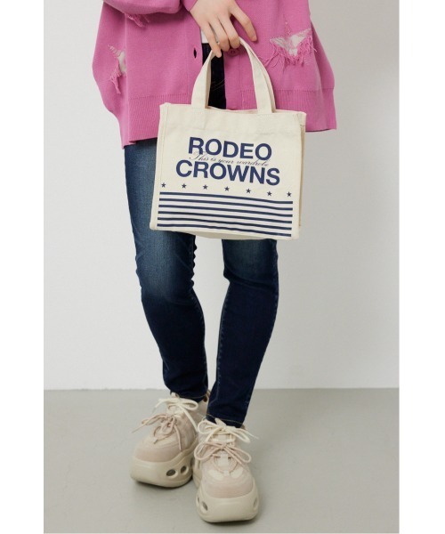 RODEO CROWNS WIDE BOWL(ロデオクラウンズワイドボウル)の「フラッグエコミニトート(トートバッグ・レディース・ミント/ピンク/ブラック/オフホワイト/ブルー・FREE)」の12枚目の写真