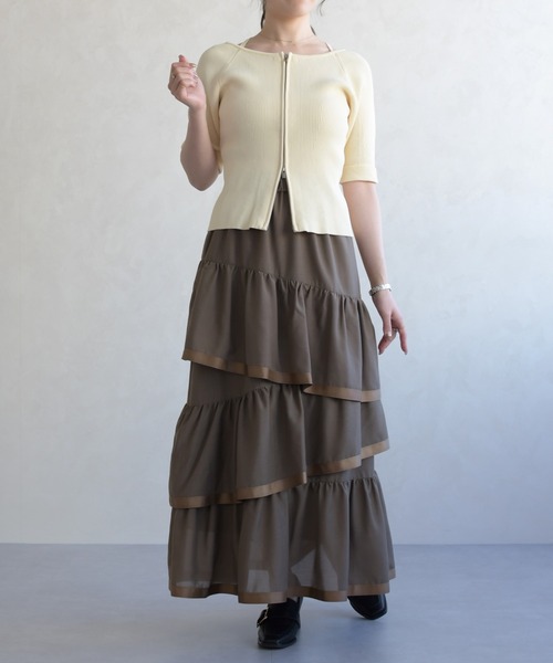 31 Sons de mode(トランテアン ソン ドゥ モード)の「2026春夏新作 アシメティアードスカート(スカート・レディース・モカ/ブラック/オフホワイト・フリ-)」の21枚目の写真