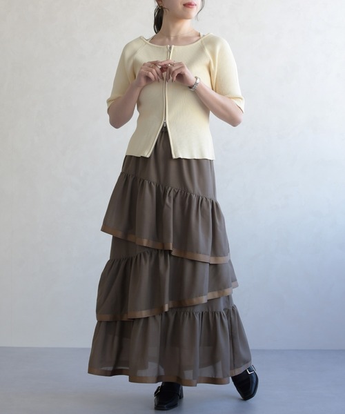 31 Sons de mode(トランテアン ソン ドゥ モード)の「2026春夏新作 アシメティアードスカート(スカート・レディース・モカ/ブラック/オフホワイト・フリ-)」の22枚目の写真