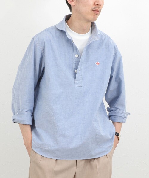 DANTON（ダントン）の「【DANTON】オックスフォード ラウンドカラー プルオーバーシャツ 長袖 26SS（DT-B0282SOX）（シャツ/ブラウス・メンズ・キナリ/ホワイト/ブルー・38/40/42/44）」の3枚目の写真