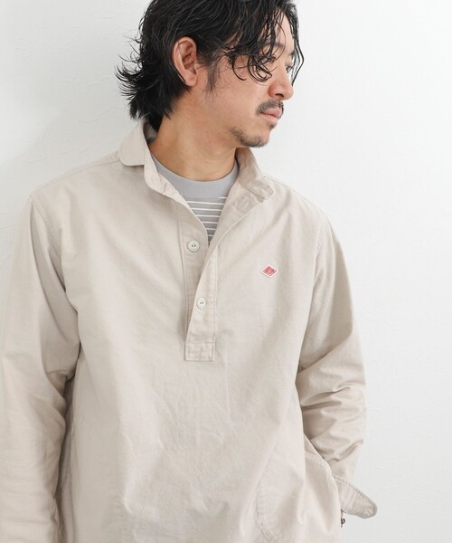 DANTON（ダントン）の「【DANTON】オックスフォード ラウンドカラー プルオーバーシャツ 長袖 26SS（DT-B0282SOX）（シャツ/ブラウス・メンズ・キナリ/ホワイト/ブルー・38/40/42/44）」の2枚目の写真