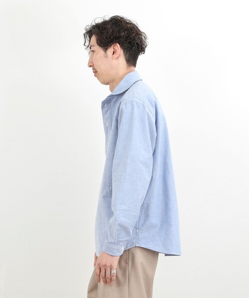 DANTON（ダントン）の「【DANTON】オックスフォード ラウンドカラー プルオーバーシャツ 長袖 26SS（DT-B0282SOX）（シャツ/ブラウス・メンズ・キナリ/ホワイト/ブルー・38/40/42/44）」の4枚目の写真