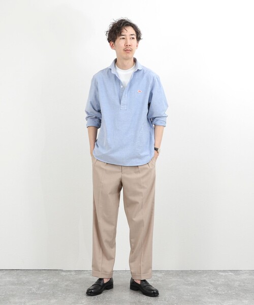 DANTON（ダントン）の「【DANTON】オックスフォード ラウンドカラー プルオーバーシャツ 長袖 26SS（DT-B0282SOX）（シャツ/ブラウス・メンズ・キナリ/ホワイト/ブルー・38/40/42/44）」の8枚目の写真