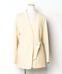 パブリックトウキョウ：美品【ジョーゼット／タイロッケン】カラーレス•ジャケット ブランド古着】PUBLIC TOKYO｜パブリックトウキョウのノーカラー