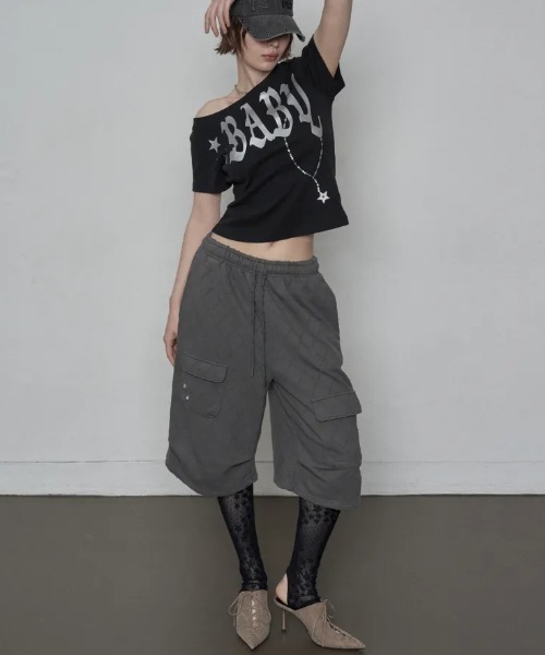 Ada.（エイダ）の「◇SETUPEXE◇ブランド直輸入正規品/ベビー ワイド ネック トップ BABY WIDE NECK TOP（Tシャツ/カットソー・レディース・ピンク/ホワイト/カモフラージュ/ブラック・FREE）」の7枚目の写真