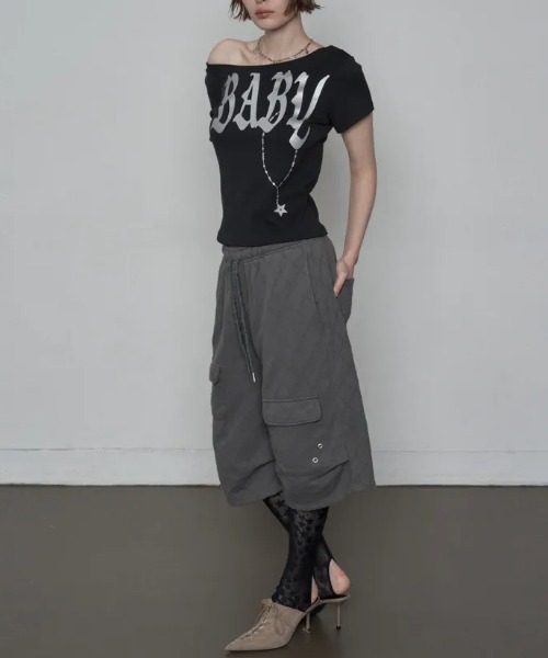 Ada.（エイダ）の「◇SETUPEXE◇ブランド直輸入正規品/ベビー ワイド ネック トップ BABY WIDE NECK TOP（Tシャツ/カットソー・レディース・ピンク/ホワイト/カモフラージュ/ブラック・FREE）」の12枚目の写真