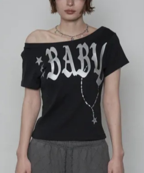 Ada.（エイダ）の「◇SETUPEXE◇ブランド直輸入正規品/ベビー ワイド ネック トップ BABY WIDE NECK TOP（Tシャツ/カットソー・レディース・ピンク/ホワイト/カモフラージュ/ブラック・FREE）」の10枚目の写真