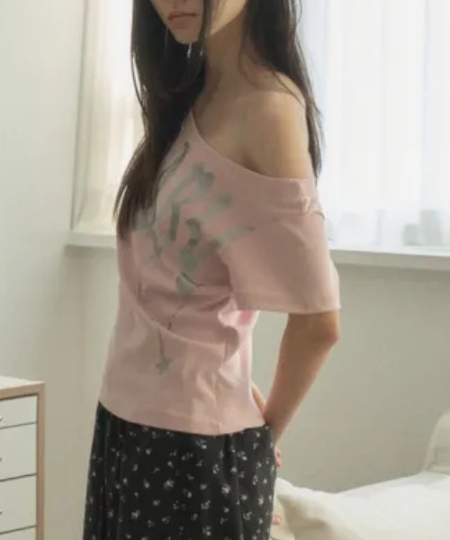 Ada.（エイダ）の「◇SETUPEXE◇ブランド直輸入正規品/ベビー ワイド ネック トップ BABY WIDE NECK TOP（Tシャツ/カットソー・レディース・ピンク/ホワイト/カモフラージュ/ブラック・FREE）」の19枚目の写真