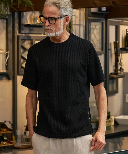 Maison code 13(メゾンコードサーティーン)の「mt10345-rib knit tee ニットTシャツ(M26S-05)(Tシャツ/カットソー・メンズ・ライトグレー/ブラック・S/M/L)」の8枚目の写真