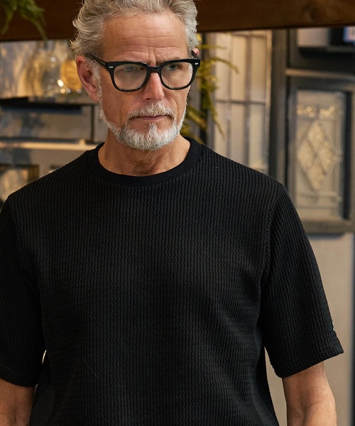 Maison code 13(メゾンコードサーティーン)の「mt10345-rib knit tee ニットTシャツ(M26S-05)(Tシャツ/カットソー・メンズ・ライトグレー/ブラック・S/M/L)」の9枚目の写真