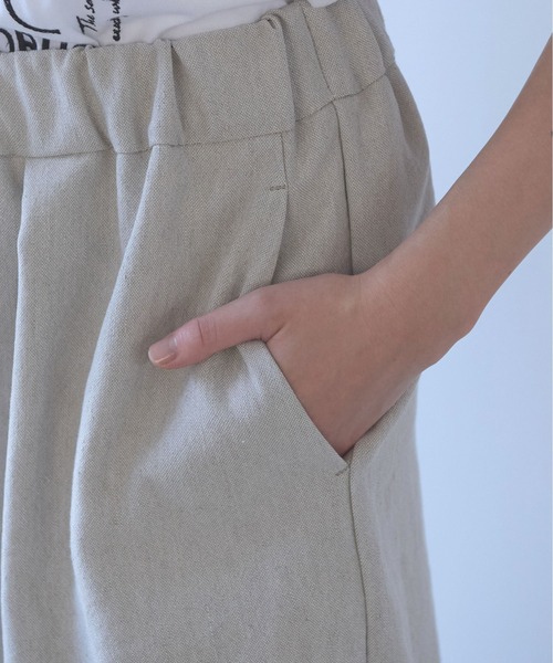 yuni（ユニ　）の「Linen Polyester gum tack half pants（その他パンツ・レディース・ブラック/アイボリー・FREE）」の8枚目の写真