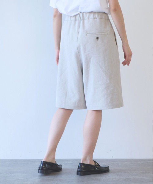 yuni（ユニ　）の「Linen Polyester gum tack half pants（その他パンツ・レディース・ブラック/アイボリー・FREE）」の3枚目の写真