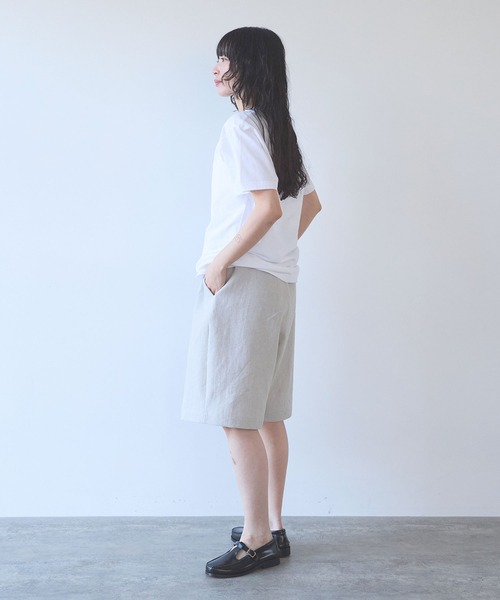 yuni（ユニ　）の「Linen Polyester gum tack half pants（その他パンツ・レディース・ブラック/アイボリー・FREE）」の16枚目の写真