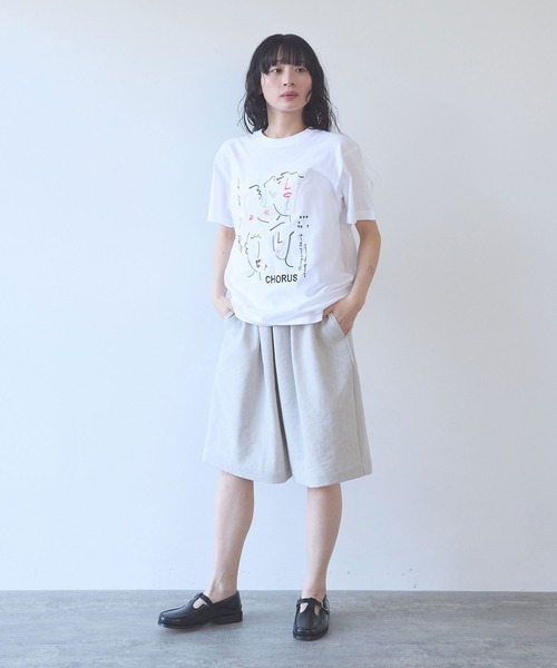 yuni（ユニ　）の「Linen Polyester gum tack half pants（その他パンツ・レディース・ブラック/アイボリー・FREE）」の15枚目の写真